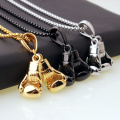 New Men's Black Silver Jewelry Stainless Steel Jewelry Boxing Gold Plated Pendant Necklace